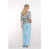 Geisha Top Ecru Lilac Blue