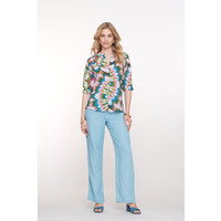 Geisha Top Ecru Lilac Blue