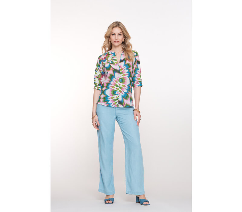 Geisha Top Ecru Lilac Blue