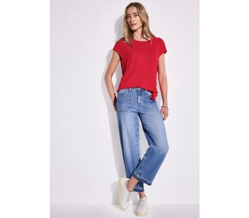 Street One Jersey Shirt with Knot Glory Red