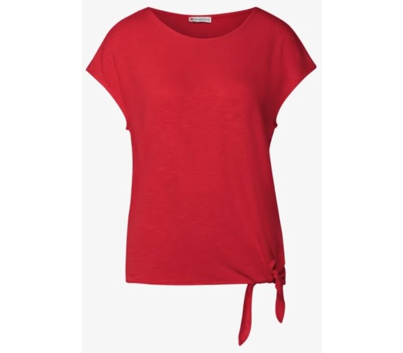 Street One Jersey Shirt with Knot Glory Red