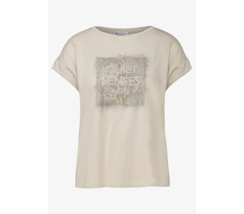 Street One Washed Shirt Stud Wording Coastal Beige