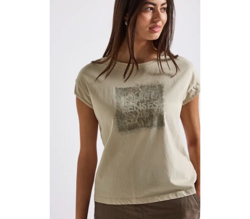 Street One Washed Shirt Stud Wording Coastal Beige