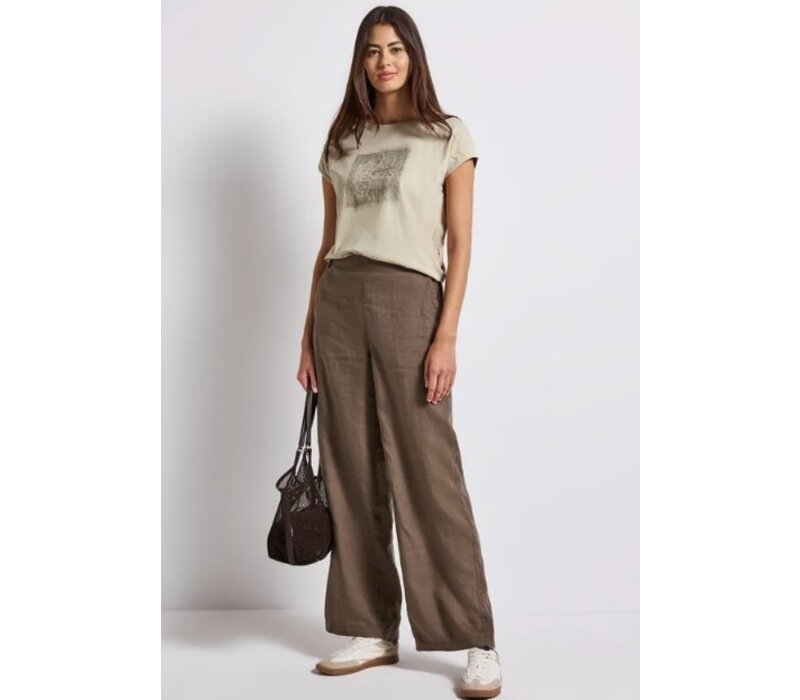 Street One Washed Shirt Stud Wording Coastal Beige