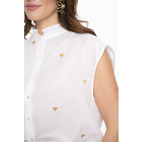Geisha Blouse Lurex Hearts Off White Gold