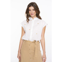 Geisha Blouse Lurex Hearts Off White Gold