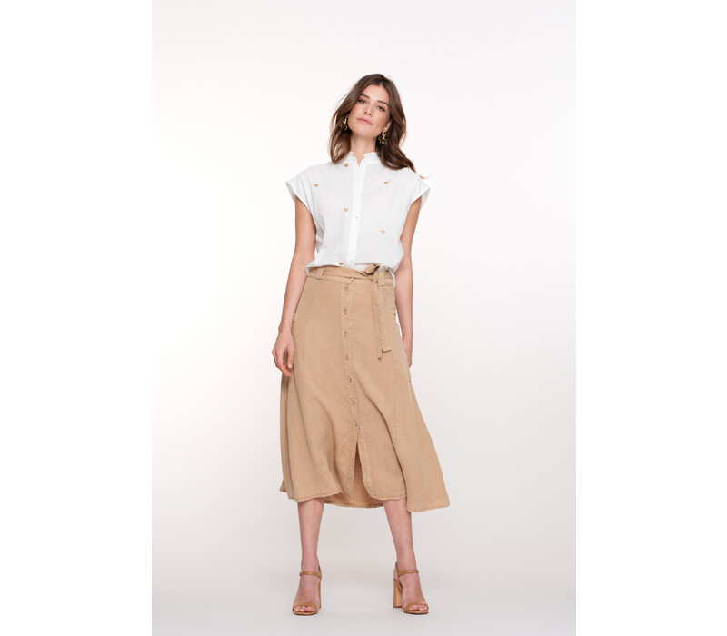 Geisha Blouse Lurex Hearts Off White Gold