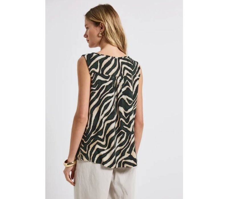 Street One Printed Basic Top Pine Grove Green