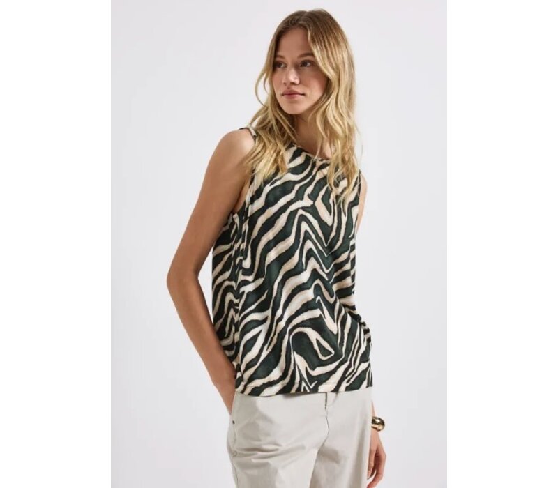 Street One Printed Basic Top Pine Grove Green