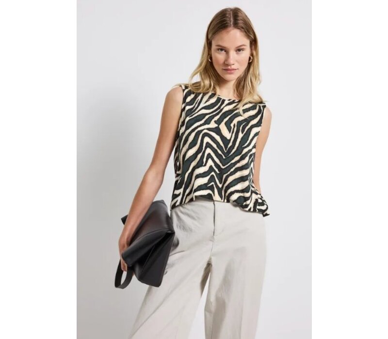 Street One Printed Basic Top Pine Grove Green