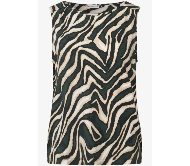 Street One Printed Basic Top Pine Grove Green