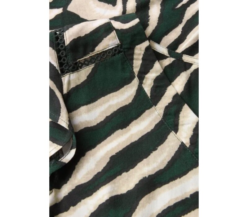 Street One Printed Volant Top Pine Grove Green