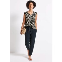 Street One Printed Volant Top Pine Grove Green