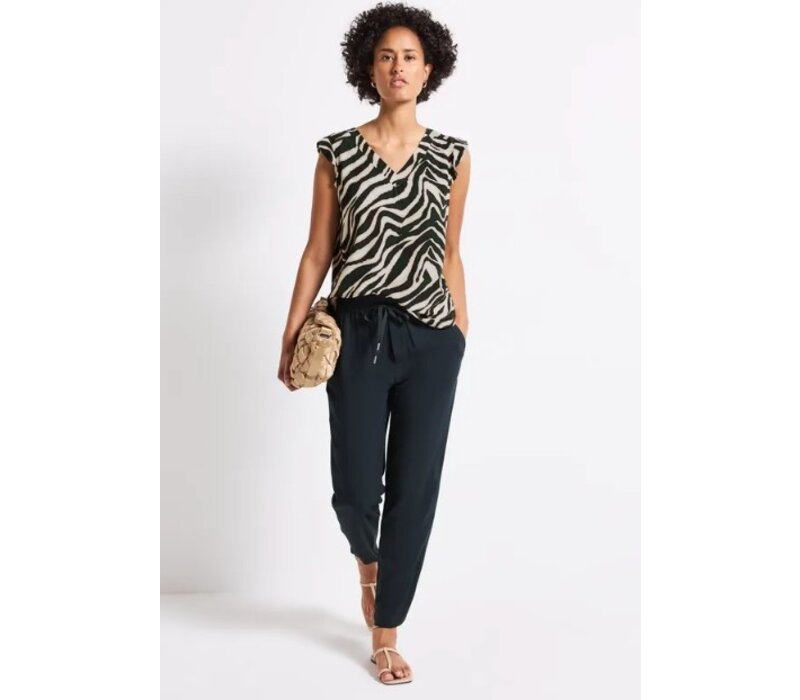 Street One Printed Volant Top Pine Grove Green