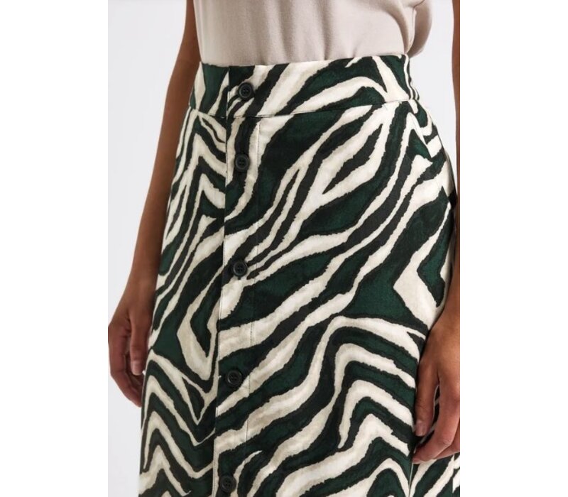 Street One Midi Button Skirt Pine Grove Green