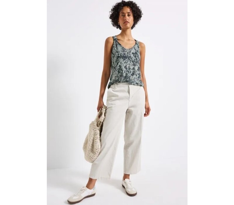 Street One Printed Jersey Top Knot Detail Tide Blue