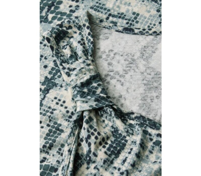 Street One Printed Jersey Top Knot Detail Tide Blue
