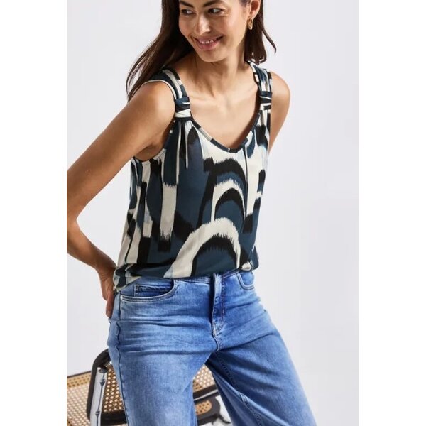 Street One Printed Jersey Top Knot Detail 