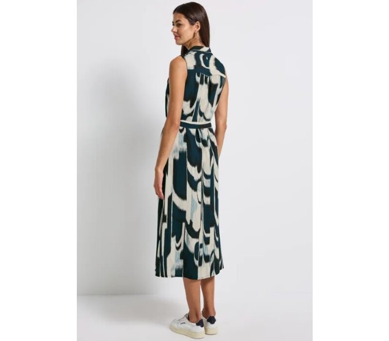 Street One Sleeveless Viscose Shirt Dress Tide Blue