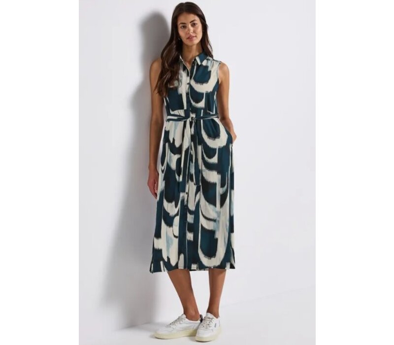 Street One Sleeveless Viscose Shirt Dress Tide Blue