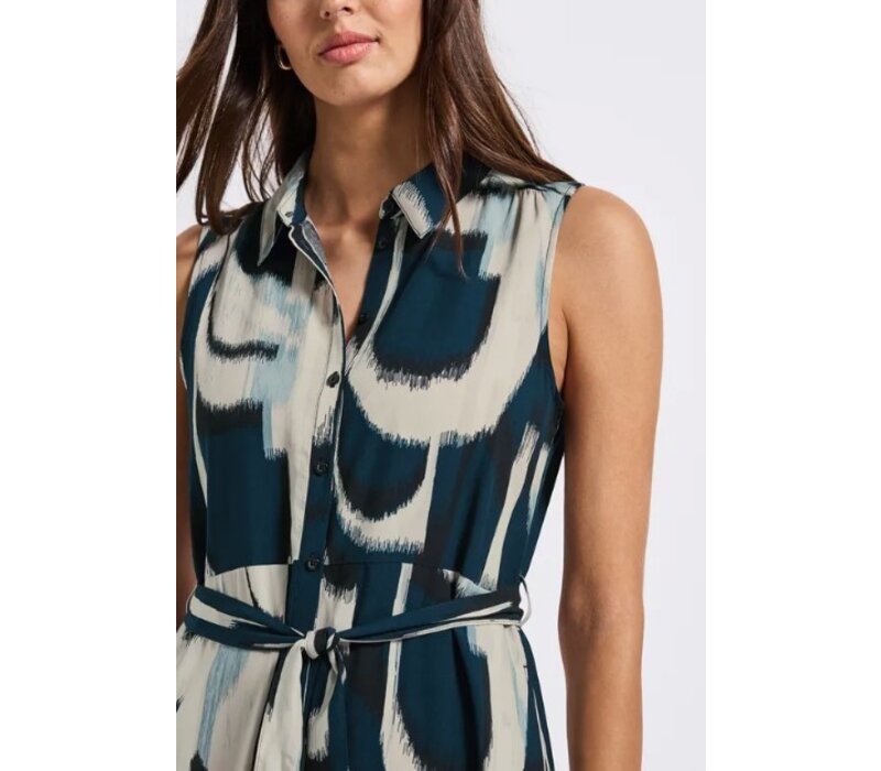Street One Sleeveless Viscose Shirt Dress Tide Blue