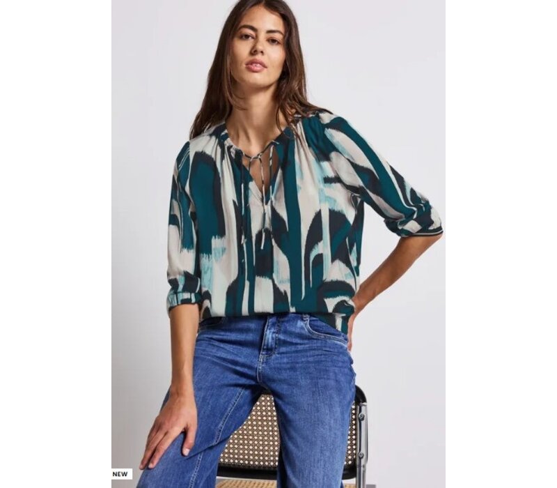 Street One Tunic Blouse Tape Detail Tide Blue