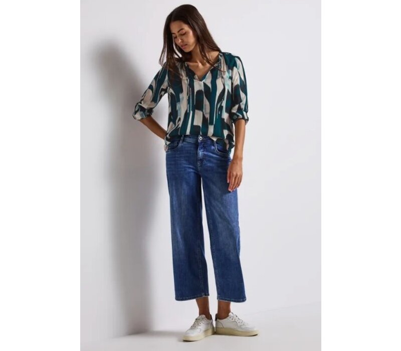 Street One Tunic Blouse Tape Detail Tide Blue