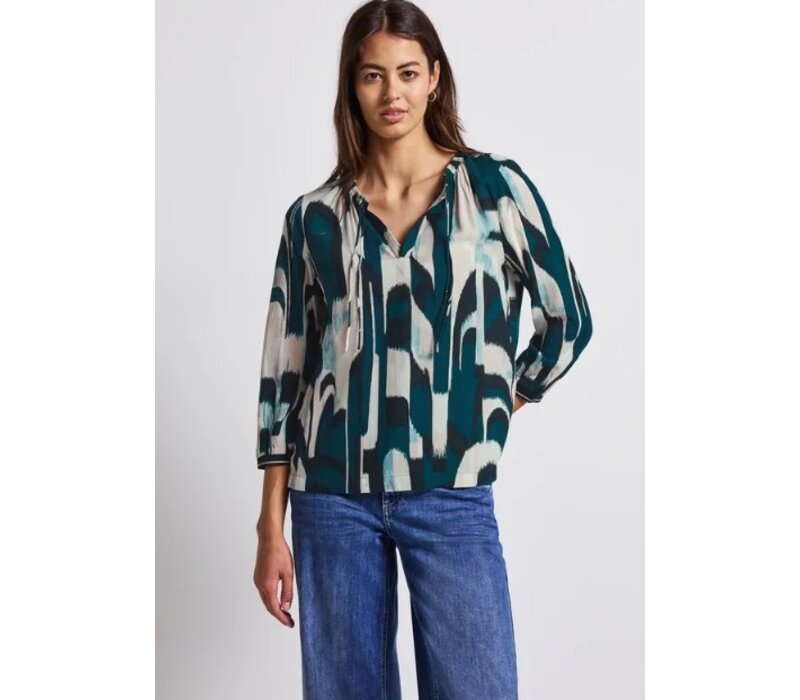 Street One Tunic Blouse Tape Detail Tide Blue