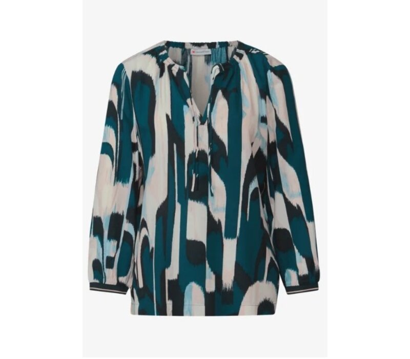 Street One Tunic Blouse Tape Detail Tide Blue