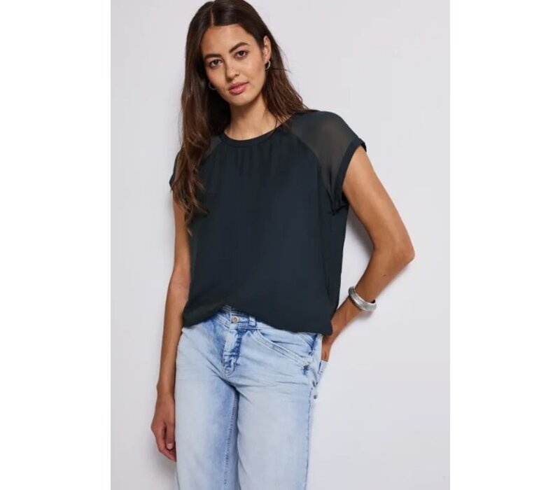 Street One Mat Mix Shirtblouse Deepwater Blue