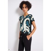 Street One Printed Mat-Mix V-Neck Shirt Tide Blue