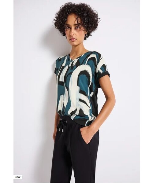 StreetOne Street One Printed Mat-Mix V-Neck Shirt