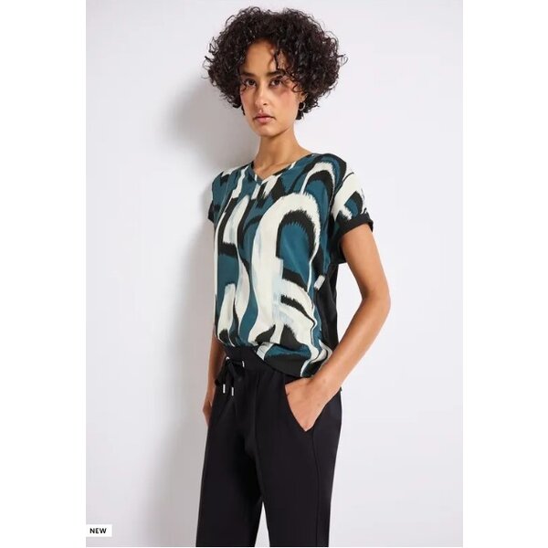 Street One Printed Mat-Mix V-Neck Shirt  Street One Printed Mat-Mix V-Neck Shirt