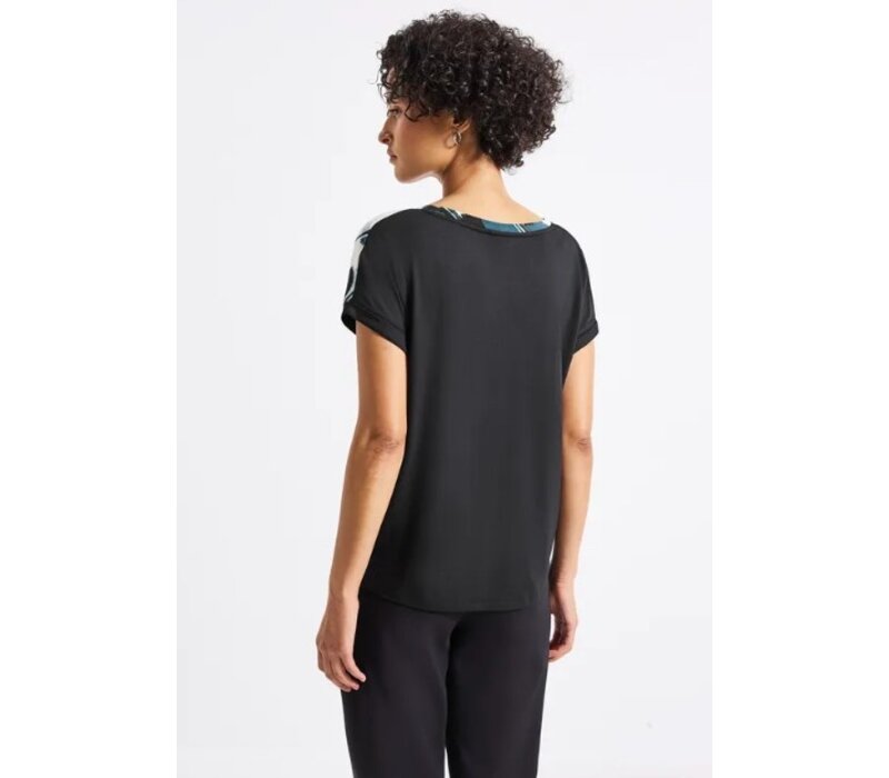 Street One Printed Mat-Mix V-Neck Shirt Tide Blue