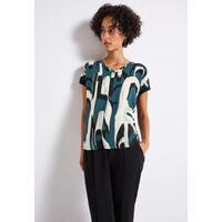 Street One Printed Mat-Mix V-Neck Shirt Tide Blue