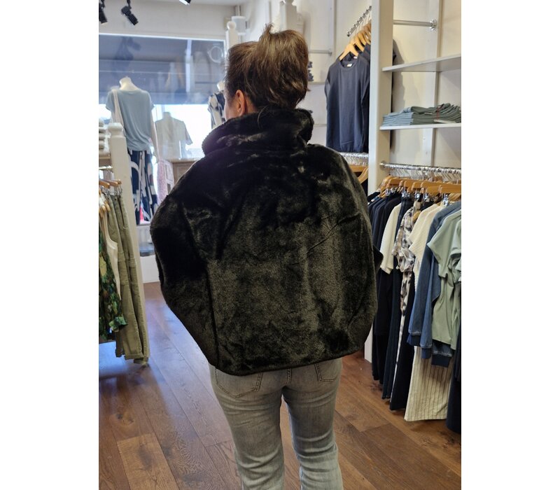 Jas Bont Imitatie Zwart