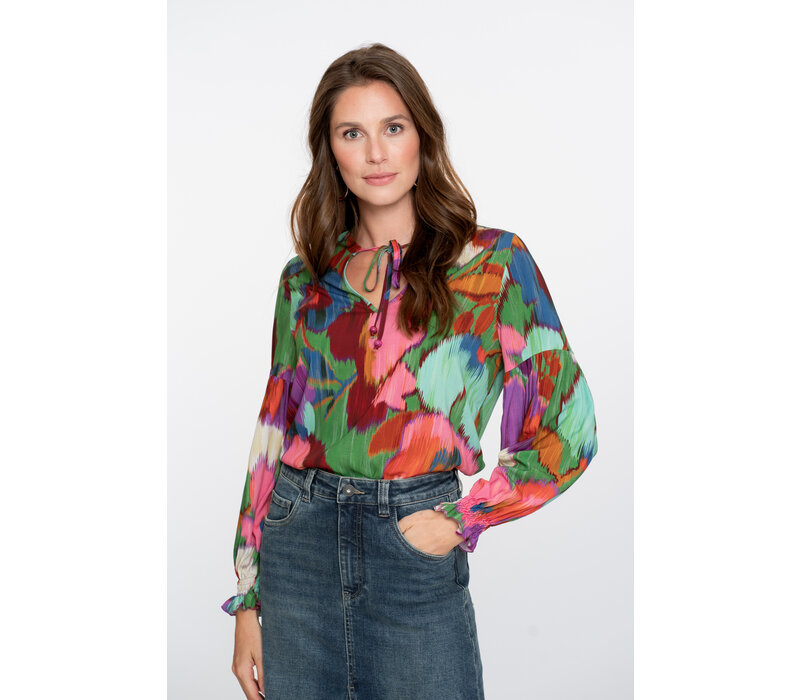 Geisha Top Print Green