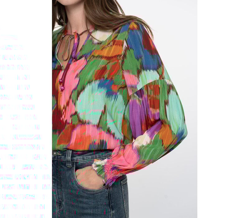 Geisha Top Print Green