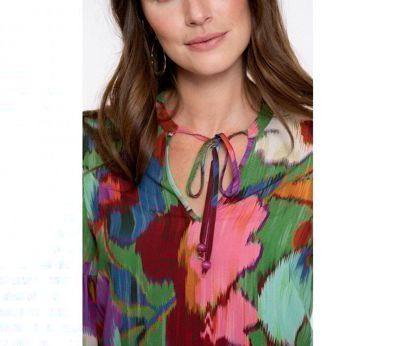 Geisha Top Print Green