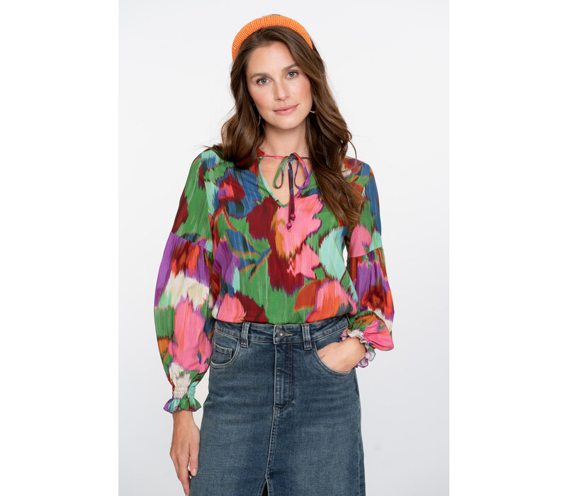 Geisha Top Print Green