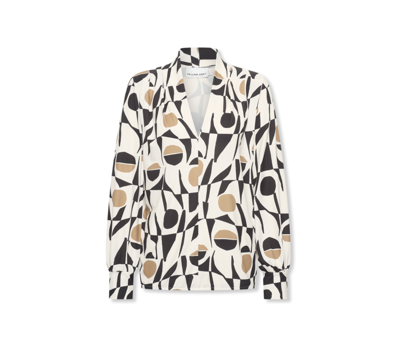 Helena Hart Top Jozzy Print Clash Camel