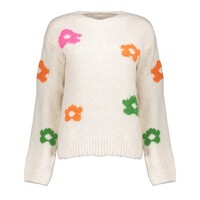 Geisha Pullover Flowers Off White Fuchsia Orange Green
