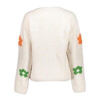 Geisha Pullover Flowers Off White Fuchsia Orange Green
