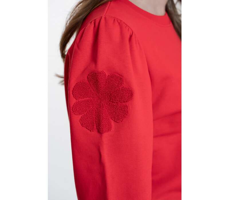 Geisha Sweater Big Flowers Red