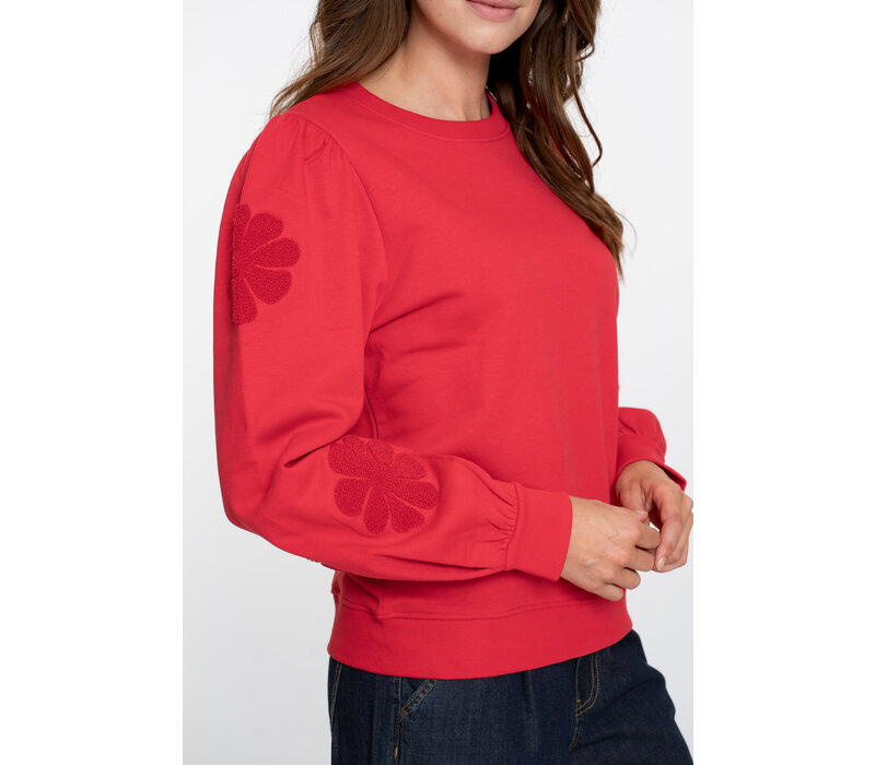 Geisha Sweater Big Flowers Red