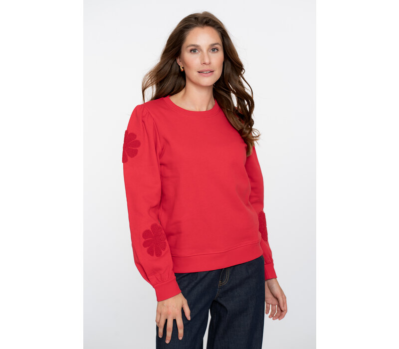 Geisha Sweater Big Flowers Red