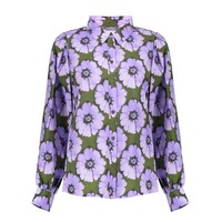Geisha Blouse Print Flowers Purple