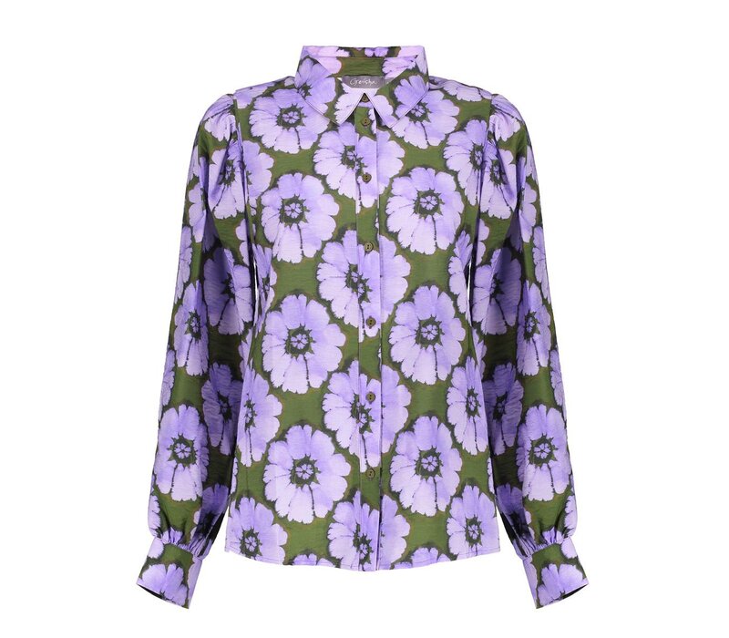 Geisha Blouse Print Flowers Purple