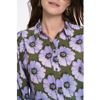 Geisha Blouse Print Flowers Purple