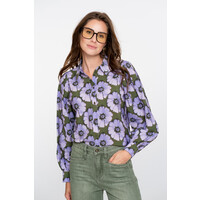 Geisha Blouse Print Flowers Purple